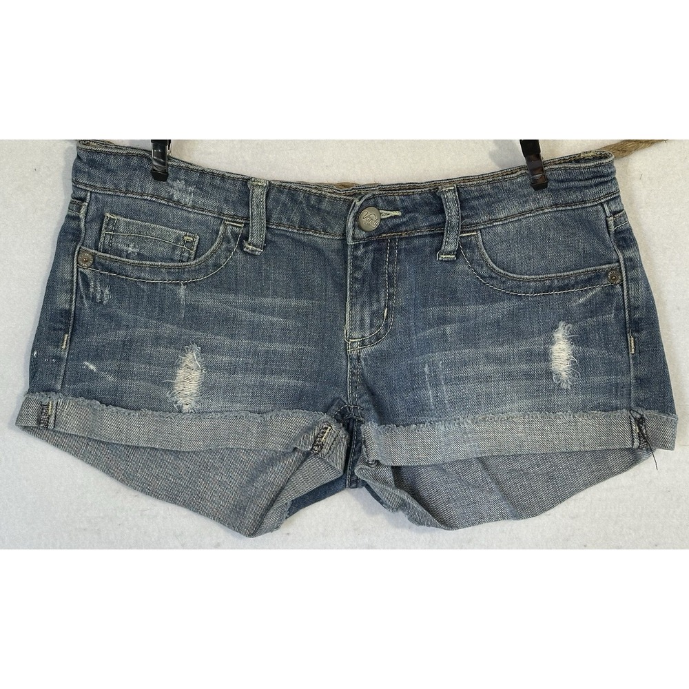 Vanity jean Denim Festival Shorts Cuffed Low Rise Sz 29